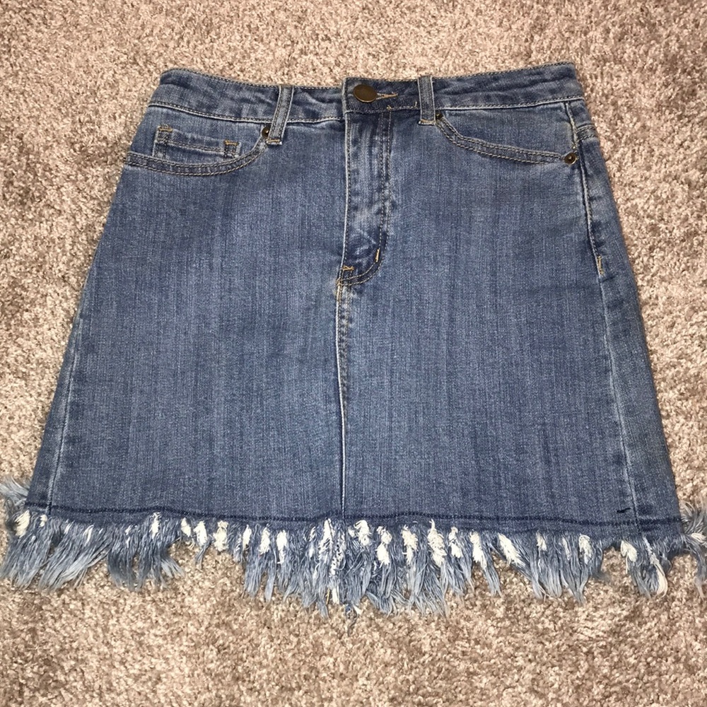 Forever 21 denim skirt with fringe details